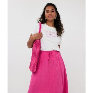 NWT ESQUALO Solar Club White & Pink Graphic T Shirt